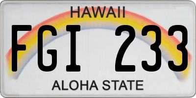 HI license plate FGI233