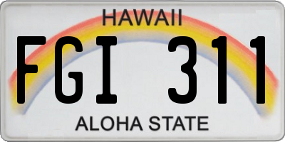 HI license plate FGI311