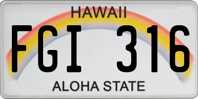 HI license plate FGI316
