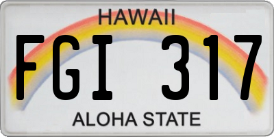 HI license plate FGI317
