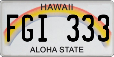 HI license plate FGI333