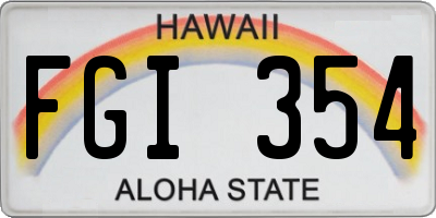 HI license plate FGI354