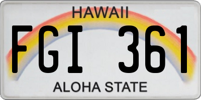 HI license plate FGI361