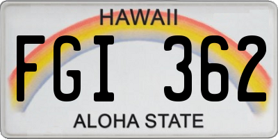 HI license plate FGI362