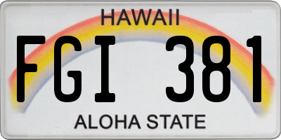 HI license plate FGI381