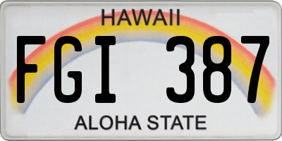 HI license plate FGI387