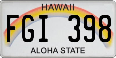 HI license plate FGI398