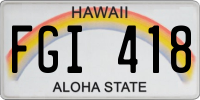 HI license plate FGI418