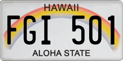 HI license plate FGI501
