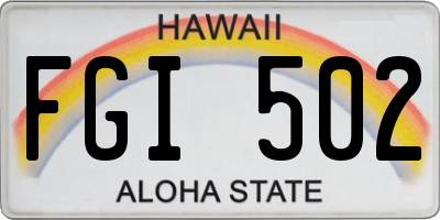 HI license plate FGI502