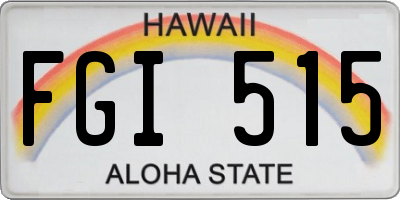 HI license plate FGI515