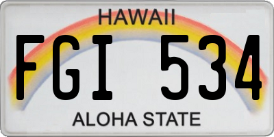 HI license plate FGI534