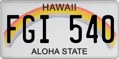 HI license plate FGI540