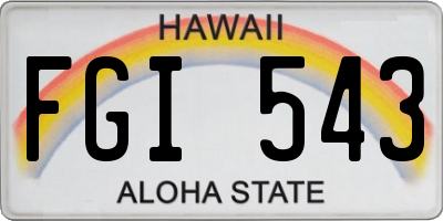 HI license plate FGI543