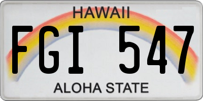 HI license plate FGI547