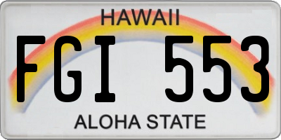 HI license plate FGI553