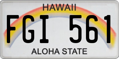 HI license plate FGI561