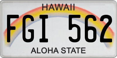 HI license plate FGI562