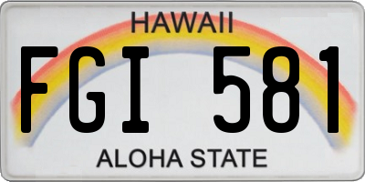 HI license plate FGI581