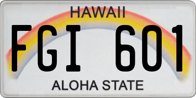 HI license plate FGI601