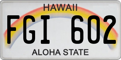HI license plate FGI602