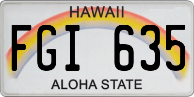 HI license plate FGI635