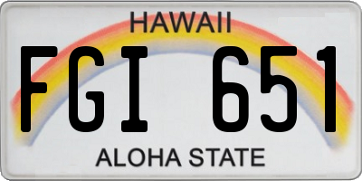 HI license plate FGI651
