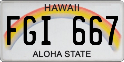 HI license plate FGI667