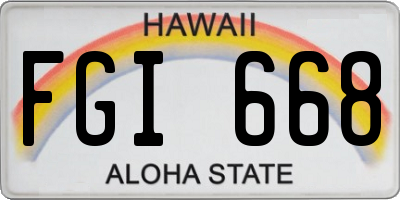 HI license plate FGI668