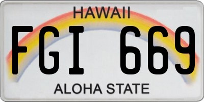 HI license plate FGI669