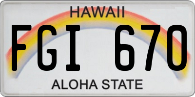 HI license plate FGI670