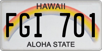 HI license plate FGI701