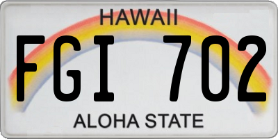 HI license plate FGI702
