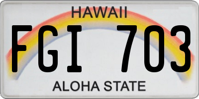 HI license plate FGI703