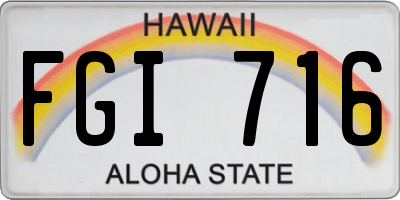 HI license plate FGI716
