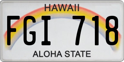 HI license plate FGI718