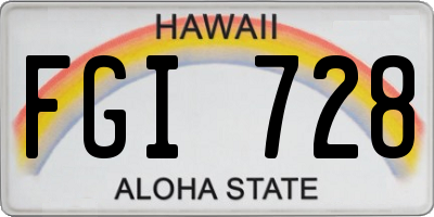 HI license plate FGI728