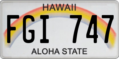 HI license plate FGI747
