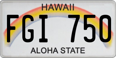 HI license plate FGI750