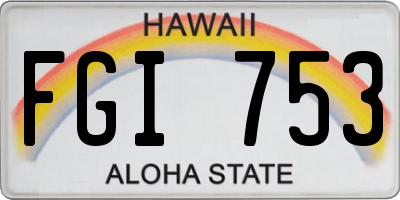 HI license plate FGI753