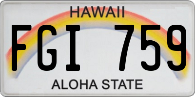 HI license plate FGI759