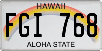 HI license plate FGI768