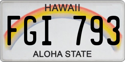 HI license plate FGI793