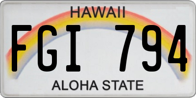 HI license plate FGI794
