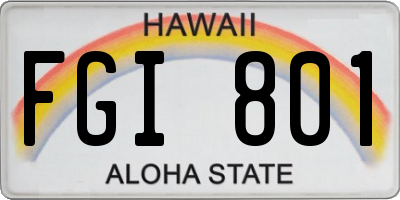 HI license plate FGI801