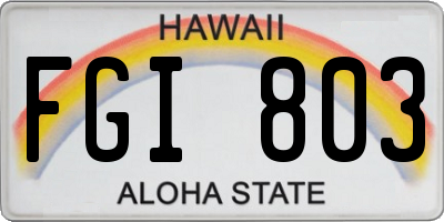 HI license plate FGI803
