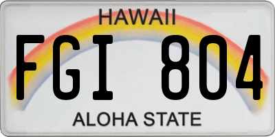 HI license plate FGI804