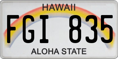 HI license plate FGI835