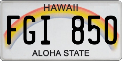 HI license plate FGI850