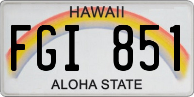 HI license plate FGI851